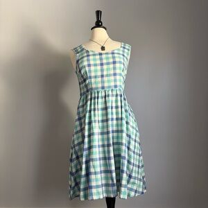 Mata Traders Blue Checkered Dress